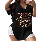 Kokaaee Plus Size Graphic Tees for Women - 1X-4X T Shirts Oversized Tshirts V Neck Loose Fit Summer Short Sleeve Top