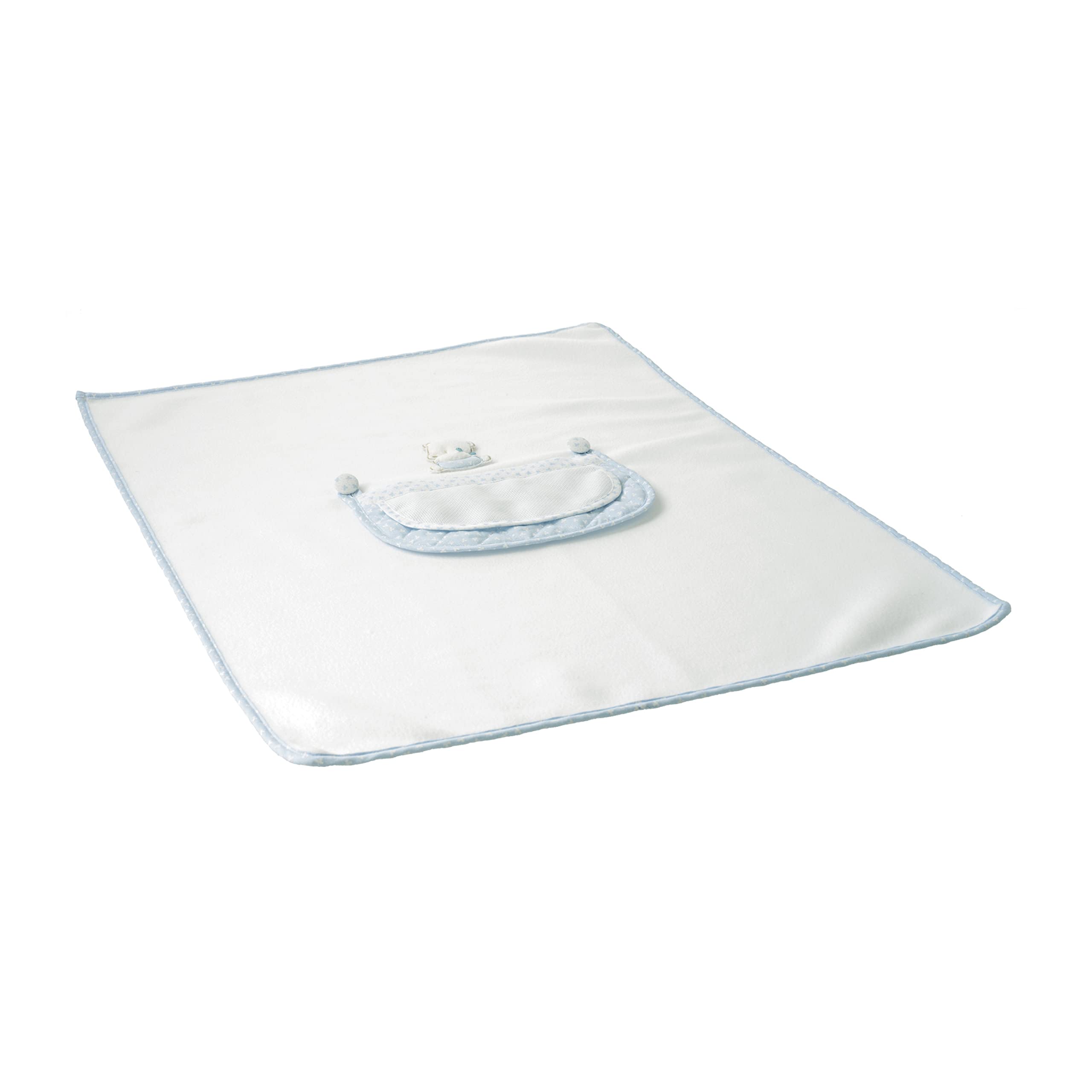 FILET - Warm Fleece Blanket for Newborn Babies, Product Made of Soft, Fleece with Aida Insert to be Embroidered, 100% Made in Italy, Size 60x80 cm, Colour White and Light Blue.