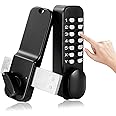 Souyou 100% Mechanical Keyless Entry Front Door Lock with 14 Push Button Keypads, Digital Outdoor Lock Deadbolt,Stainless Steel with Weatherproof Gaskets No Rust, Easy Install with Manual Black