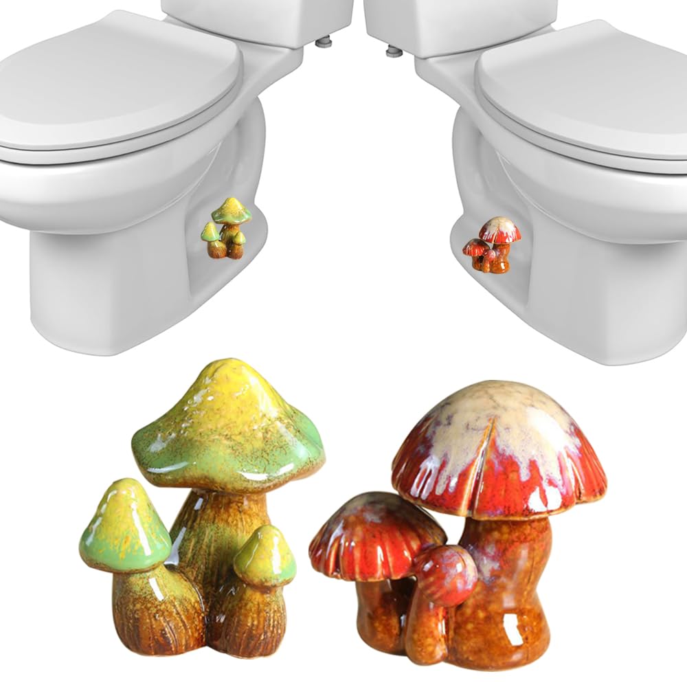 Photo 1 of 2Pack Mushroom Toilet Bolt Caps,Toilet Bolt Covers Decorative,Fun Ceramics Mushroom Toilet Bolt Covers?Universal Toilet Bolt Caps Toilet Caps for Bottom of Toilet (Mushrooms)