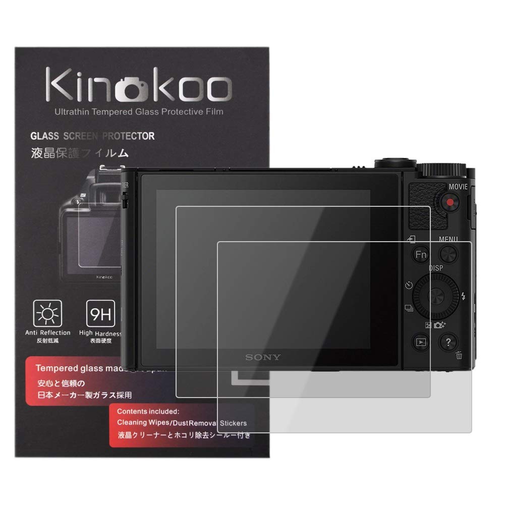 kinokoo 0.25mm Tempered Glass Film for SONY HX90V/HX90/WX500 Crystal Clear Film Sony HX90V HX90 WX500 Screen Protector Bubble-free/Anti-scratch(2 pack)
