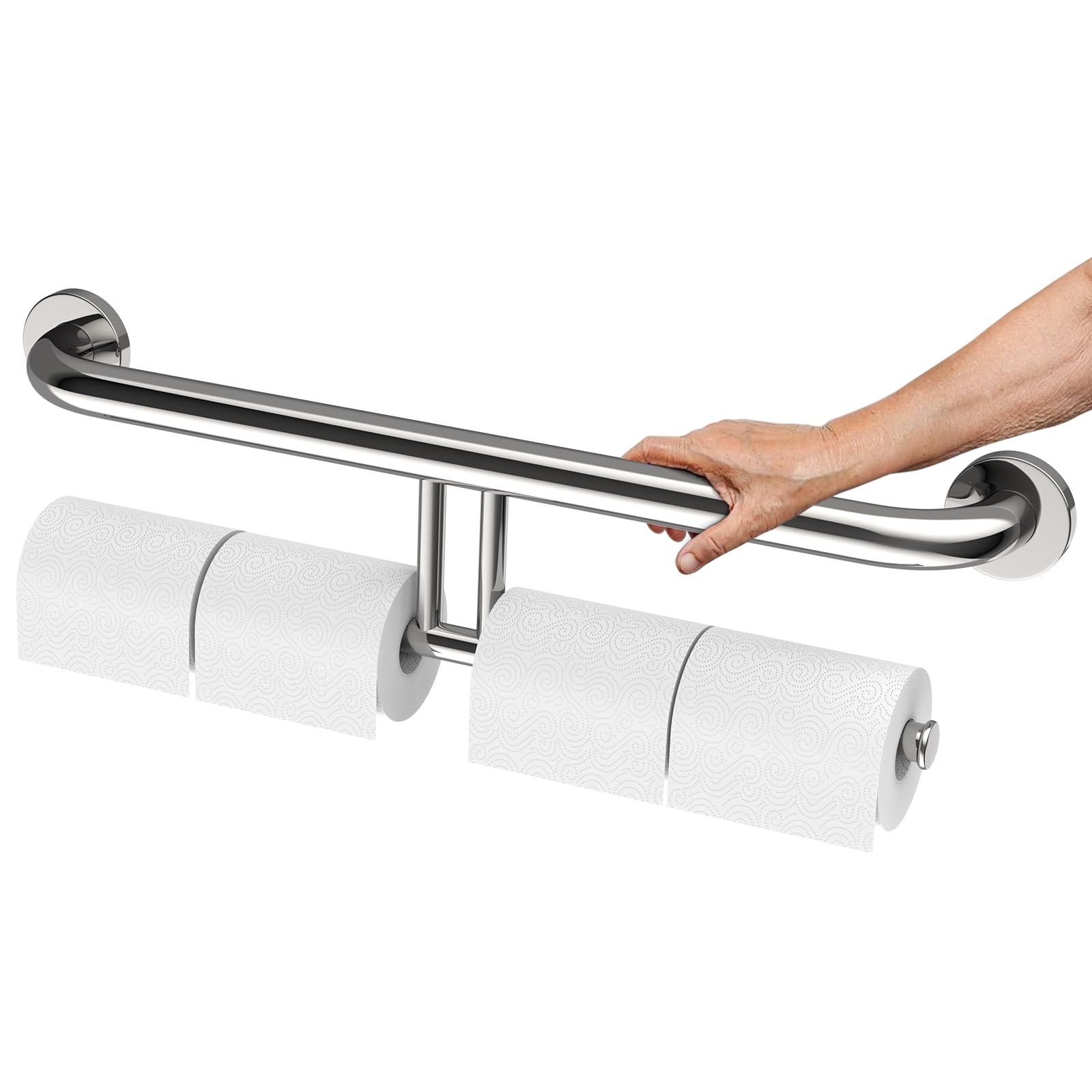 Black Toilet Paper Holder With Assist Bar Toilet Grab Bar - View #2