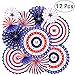 Independence Day Party Hanging Paper Fans Decorations -National Day Patriotic American Theme Birthday Party 4th of July Party Ceiling Hangings Photo Booth Backdrops Decorations, 12pc primary