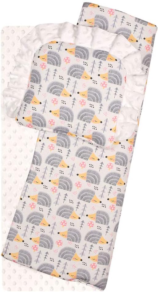 BlueberryShop Minky Baby Pram Cover Set, Two-Sided Quilt with Pillow for Newborns, Intended for Kids Aged 0-12 Months, Baby Shower, 75 x 65 cm, Cream
