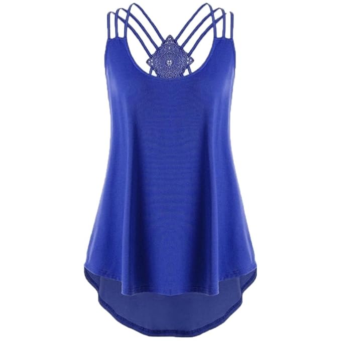ESAILQ Damen Bandagen ärmellose Weste Top High Low Tank Top Hinweise Strappy Tank Tops