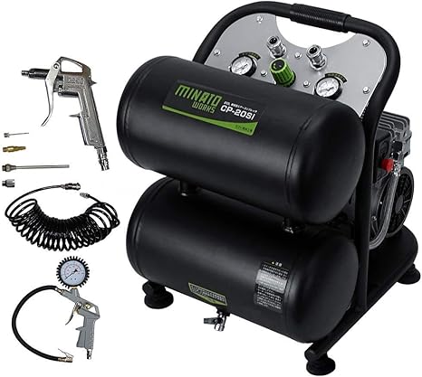 Amazon 静音オイルレス型エアーコンプレッサー Cp si エアツール3点セット 100v タンク容量l エアコンプレッサー