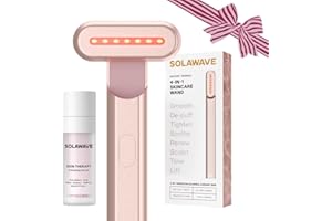 Solawave 4-in-1 Red Light Therapy Wand + Activating Serum | LED Skincare Device for Face & Neck | Facial Tool with Galvanic Current, Massage & Therapeutic Warmth | Reduces Appearance of Fine Lines