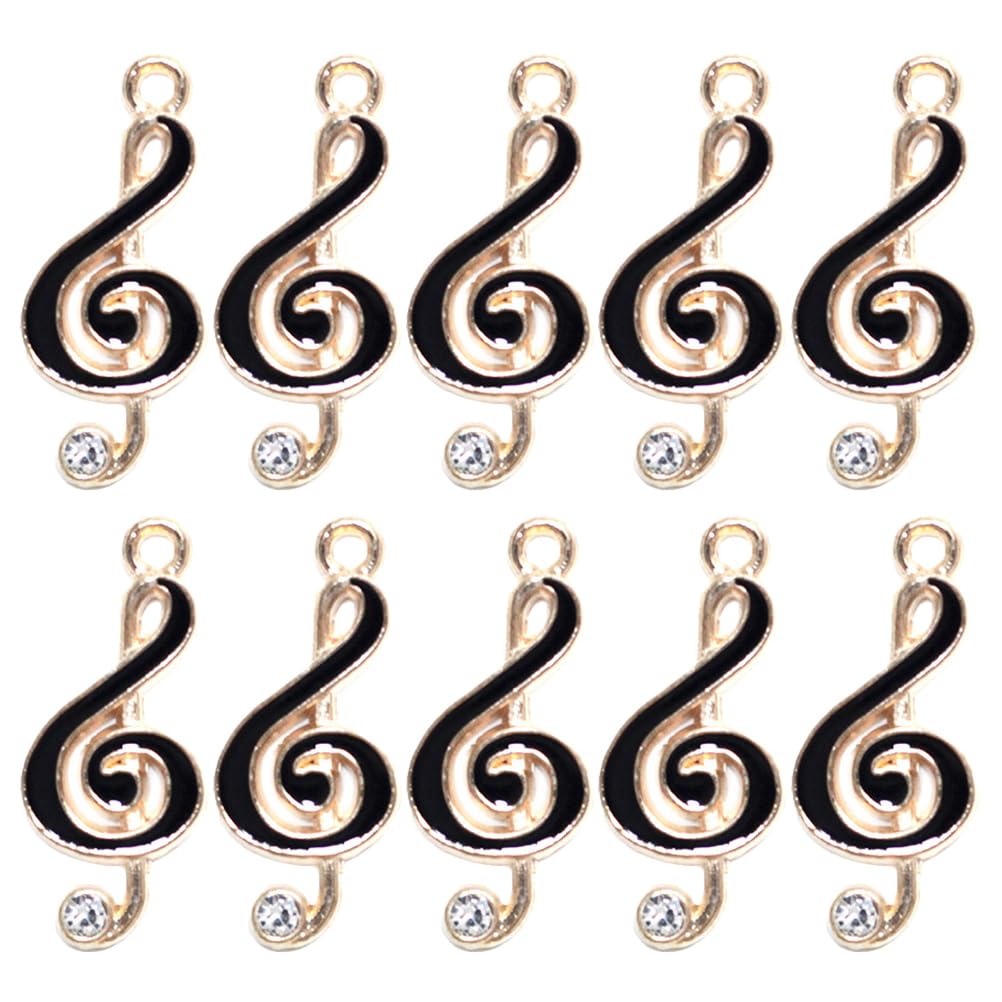 SHINEOFI 10 Pcs Black Music Notes Charms for Diy Jewelry Making - Alloy Musical Note Pendants for Bracelets, Necklaces, Earrings, and Crafts