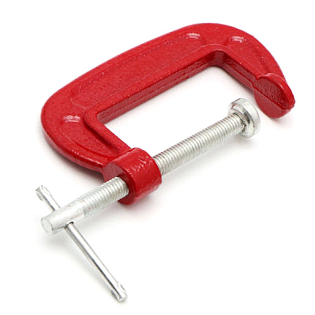 C-clamp G-clamp, Heavy Duty Metal Carpenter Handyman Vise Grip Removable Soft Jaw Pads Woodworking Tool (#1,Red)