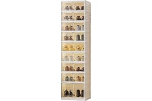 Garvee Stackable Foldable Shoe Rack- for Clothes Blankets Shoes Books Storage, 9 Layers Shoe Storage Box, Thicken Sturdy Shoe