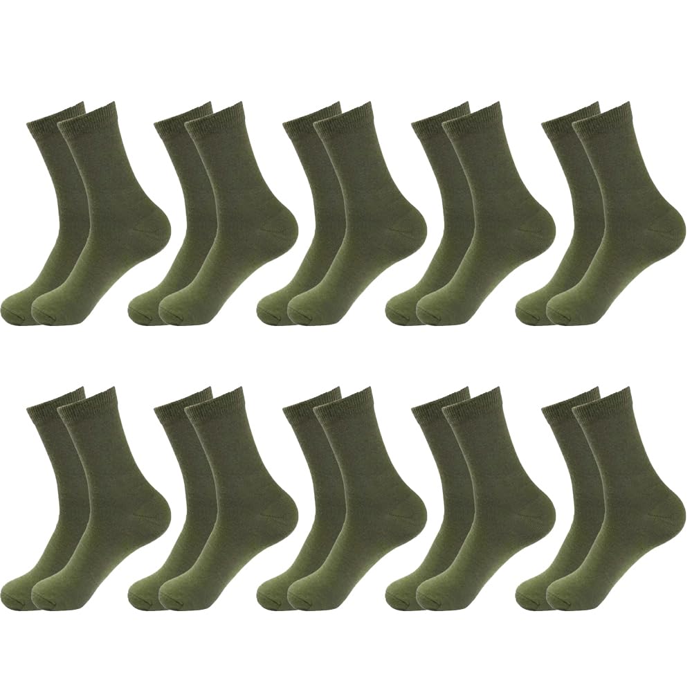 Photo 1 of 10 Pairs Men Sock Thin Ankle Socks Cool soft Crew Socks (Army Green)