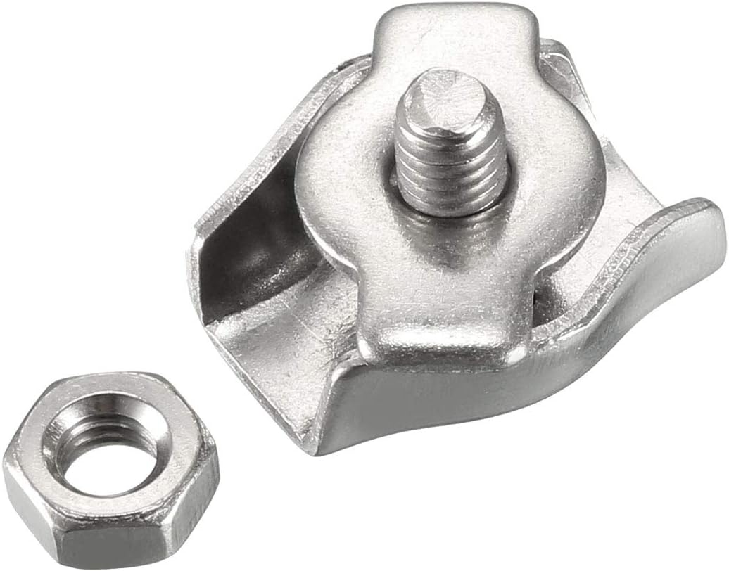 sourcing map 20 Pcs 304 Stainless Steel Single Wire Rope Clip Cable Clamp for 1.5mm-2mm Rope, 20pcs-1.5mm-2mm - Image 5