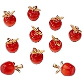 COGCHARGER 10 Pieces Apple Gemstone Charm Pendant Crystal Quartz Healing Natural Stone Pendants Red Gold Buckle for Jewelry Necklace Earring Making Crafts