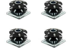 Outwater Industries Double Star Threaded Caster Insert | Heat Treated Steel | Fits 1-1/2 Inch Square 16-18 Gauge Tube | Thread: 3/8-16 | 4 Pack