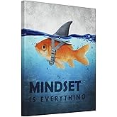Goldfish Canvas Print Motivational Wall Art Shark Pictures Funny Animal Poster Modern Artwork for Bedroom Bathroom Living Room Home Decor Framed Ready to Hang 8x10 Inches