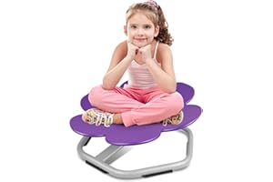 GCCSJ Sensory Spinning Chair for Autistic Kids, Autism Kids Swivel Chair, Petal Sit and Spin Seat Balance Chair Indoor for Child Age 3+, Regulating Toddler’s Body Balance, Metal Base Non-Slip Purple
