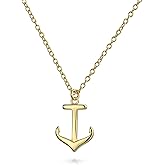 Nautical Ocean Vacation Ship Wheel Layering Boat Anchor Pendant Necklace Bangle Cuff Bracelet Jewelry Set For Women Teens 14K Gold Plated .925 Sterling Silver Jewelry