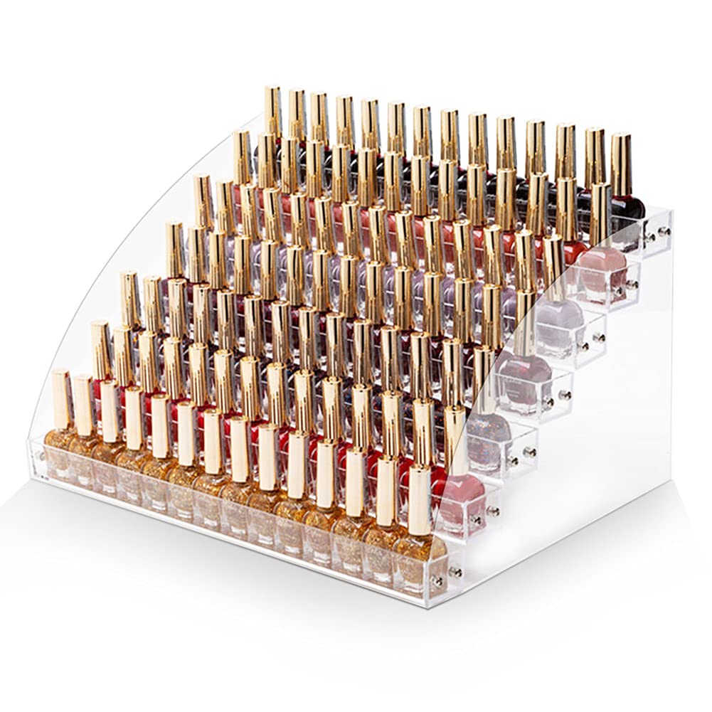 Ejoyous 7 Layer Nail Polish Organiser, Beautiful Fashion Nail Polish Acrylic Clear Nail Display Rack, for Tattoo Ink Nail Polish,Nail Polish Display Stand 12.2 * 12.2 * 9.8 inch
