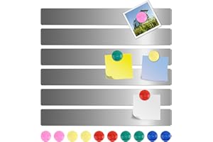 Gaahing 6Pcs Frameless Magnetic Strips, 15" L x 2" W Self-Adhesive Ferrous Bulletin Bar Memo Board with Magnets for School Kitchen Office