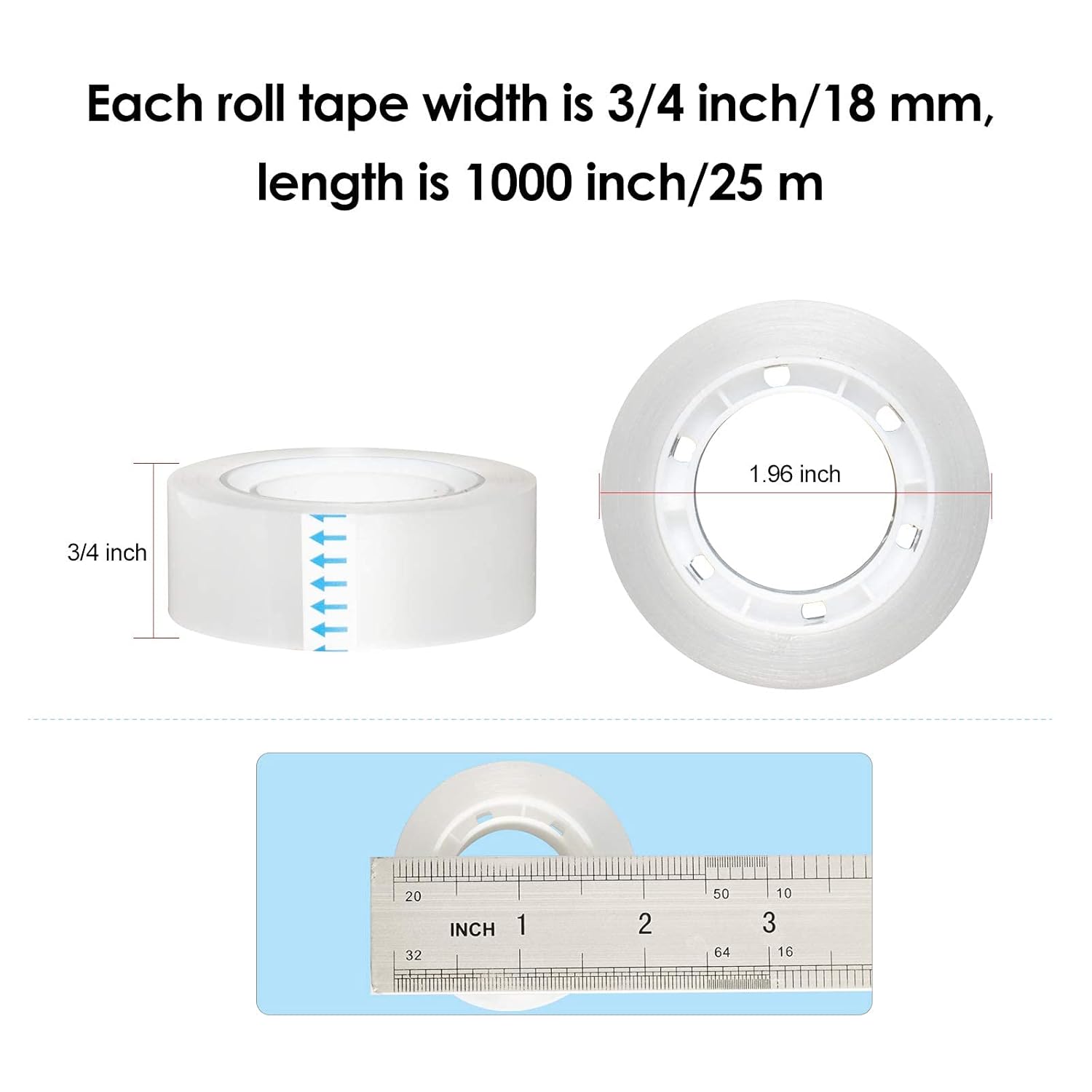 Transparent Tape Clear Tape, Numerous Applications Office School Classroom Home, Disappears on Papers, 3/4 x 1000 Inch (8 Dispensers 8 Tapes): Industrial & Scientific