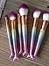 Coshine 6pcs/set 3D Rainbow Mermaid Nylon Hair Makeup Brush Set, for Foundation, Eyeshadow, Blush, Cream, Concealer, Loose Powder