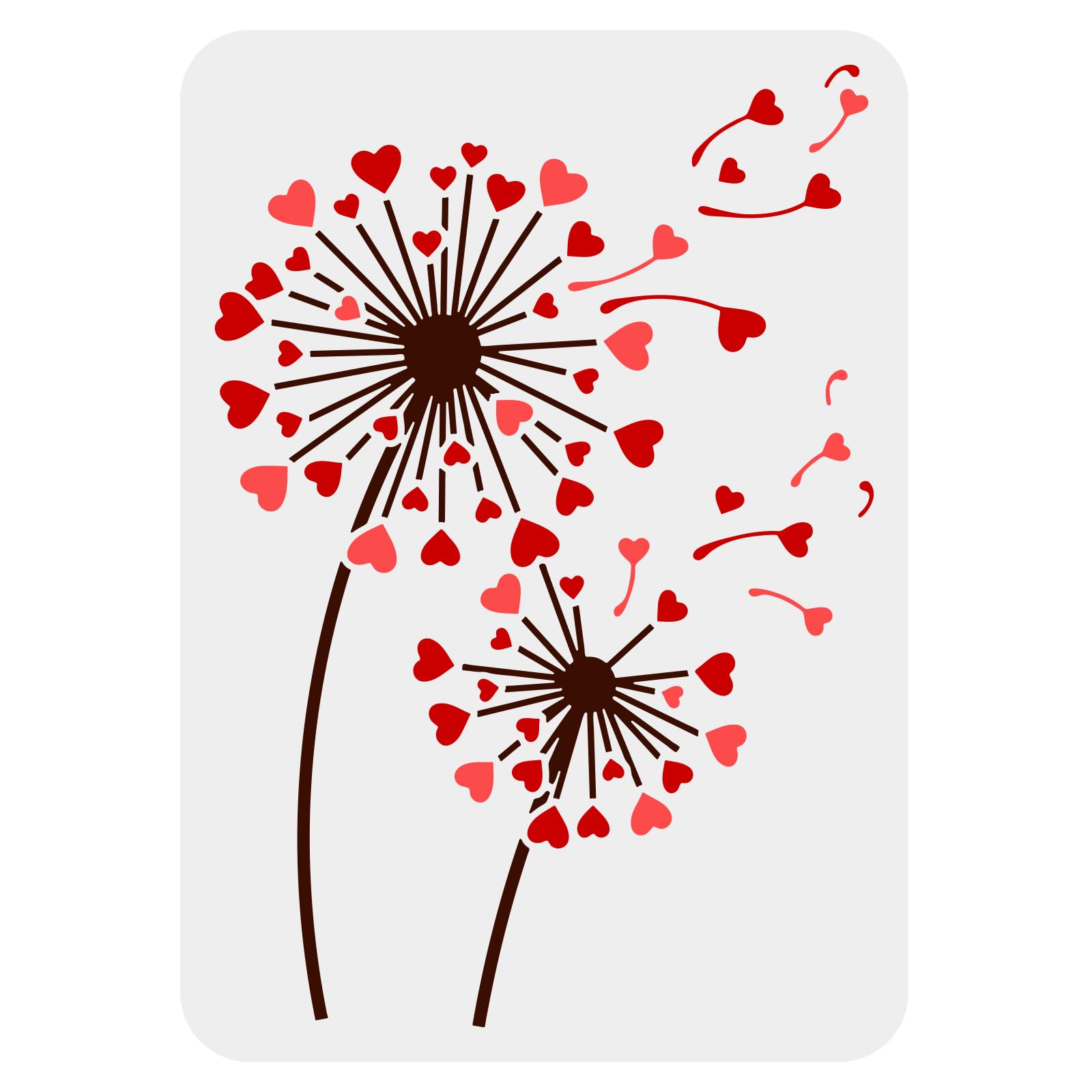 FINGERINSPIRE Hearts Dandelion Painting Stencil 21x29.7cm Reusable Heart Shape Taraxacum Drawing Template Plants Theme Hollow Out Stencil for Painting on Wall Wood Furniture DIY Home Decor