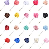 20 Pieces Flower Men's Lapel Pins Handmade Rose Flower Satin Boutonniere Lapel Pin for Men Suit Wedding Party Groom Fashion Jewelry Accessories