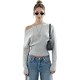 Lomehue Women Off The Shoulder Sweater Y2K Cropped Sweaters Cute Tight Banded Waist Going Out Top Trendy Tops 2025 Fall