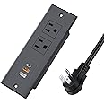 Recessed Power Strip with PD 20W Fast Charging USB C Port,QC3.0 USB-A Port ETL Listed Conference Recessed Power Outlet Socket, Desk Outlet Connect with 6 ft Power Cord for Furniture.