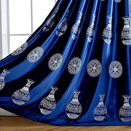AiFish Blackout Window Curtains and Drapes for Living Room Embroidered Vase Thermal Insulated Elegant Grommet Panels