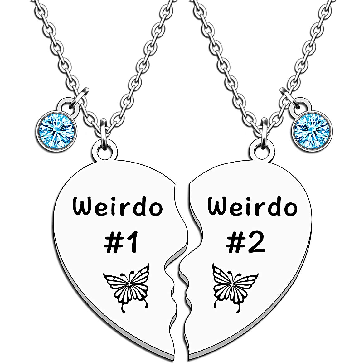 JMIMO Best Friends Necklace Friendship Gift BFF Women's Fashion Jewelry Present Good Friends Heart-shaped Splicing Necklace Weirdo 1 Weirdo 2 (2 Pcs)