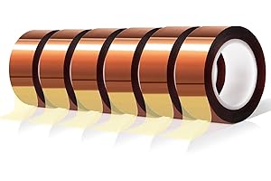 MEBMIK 6 Rolls 20mm x16m(52FT) Heat Tape High Temperature Heat Resistant Tape Heat Transfer Tape for Heat Sublimation Press Vinyl,No Residue