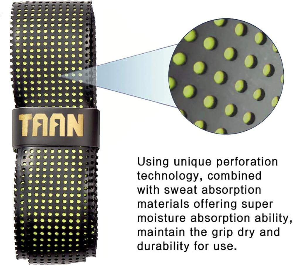FJZLIFE Tennis Racket Grip in The TAAN Series-Classic -Perforated Super Absorbent-Ultra Cushion Replacement Tennis Overgrip for Badminton, Squash, Baseball, Table Tennis, Bike and More : Clothing