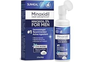 SUNHEAL 5% Minoxidil Hair Growth Kit 5% Minoxidil for Men and Women Hair Growth for Men Hair Regrowth Treatment for Men Minoxidil Foam with Biotin Hair Loss Treatments for Men 60ml 1-Month supply