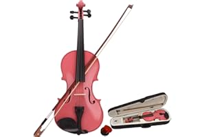 YTPPWN 4/4 Beginner Violin for Adults,Complete Full Size Violin Kit with Portable Case,Bow, Rosin All Accessories Included (4/4 Pink)