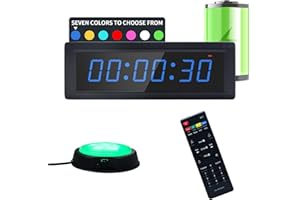 GAN XIN Gym Timer Clock with Remote Control & Push Button,7 RGB Color, Programmable Interval Timer, Countdown/Up Stopwatch,Wall Clock for Home Gym Garage,Portable Training Accessories(Battery)