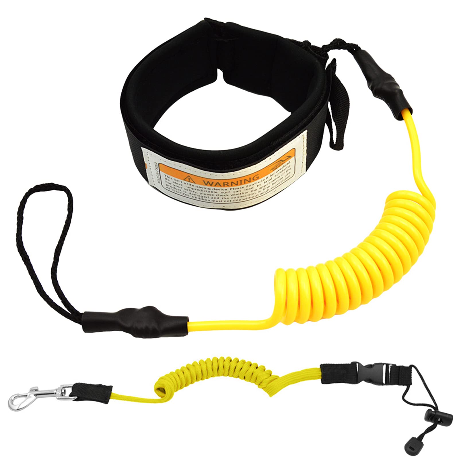 Surf SUP Board Leash,Kayak Paddle Leash,TPU Body Surfboard Leashes,Coiled Stand Up Surfing Ankle Strap Leg Rope,with Stainless Steel Swivels,Adjustable Belt Buckle,Metal Hooks,for Surfboard Canoe Boat