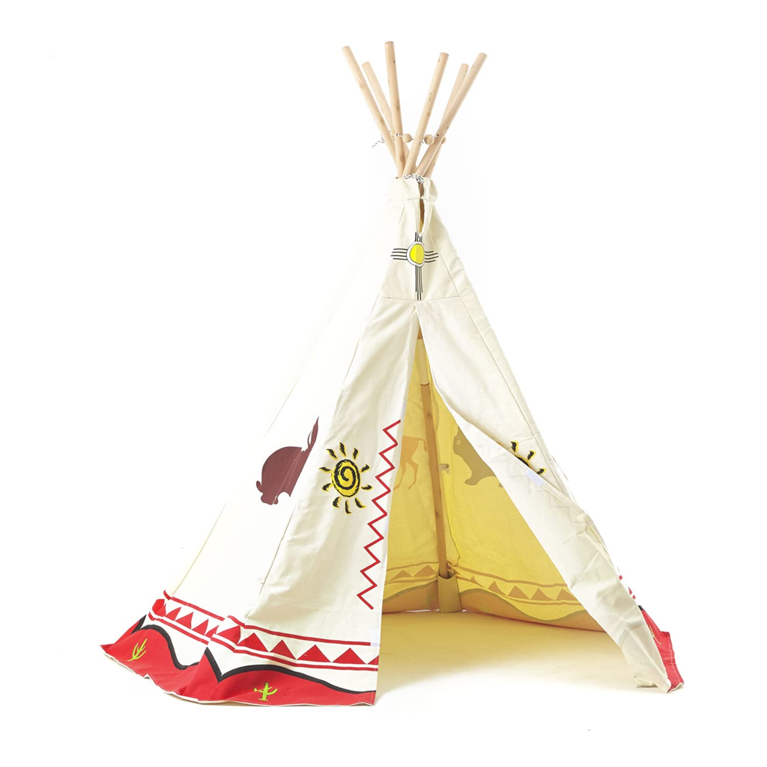 Garden Games Children’s Teepee Wigwam, Thick Luxury Water Resistant Cotton, Large 6 Pole Play Tent