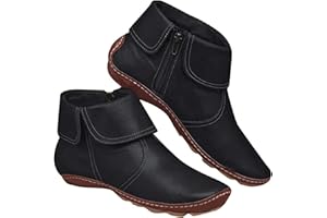 Lausiuoe Boots For Women Ankle Booties Flat Comfortable Casual Dressy Western Elegant Wide Width Fashion Boot Pull-On