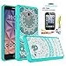Alcatel OneTouch Fierce XL Clear Case With HD Screen Protector,AnoKe [Scratch Resistant] Colors Totem Mandala Ultra Slim Fit Acrylic Hard Cover TPU Bumper Hybrid For 5054 TM CH Mint