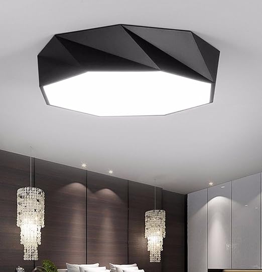 Olqmy Led Decke Lampe Ideen Wohnzimmerlampe Geformt Schlafzimmer Restaurant Lichter Studioleuchten 400mm Dimmer Schwarz Amazon De Beleuchtung