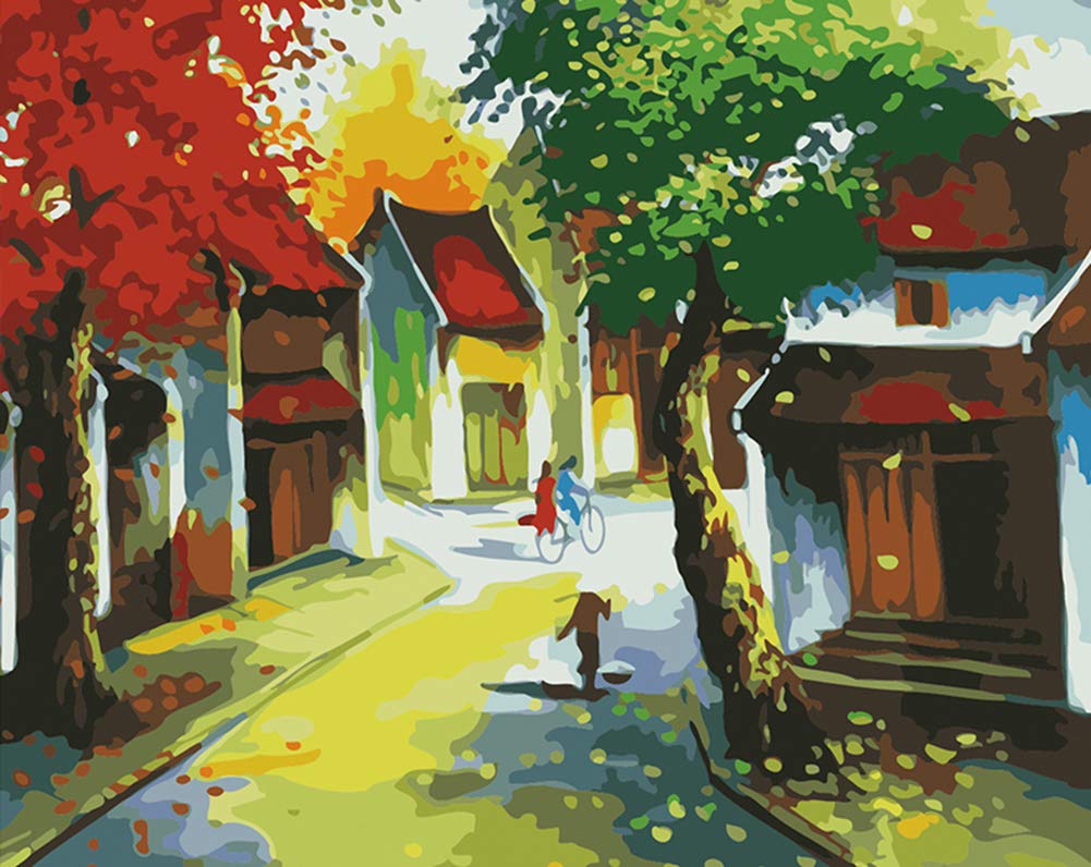 ABEUTY DIY Paint by Numbers for Adults, Autumn Leaves 16x20 inches Number Painting Art Therapy (Autumn, No Frame)