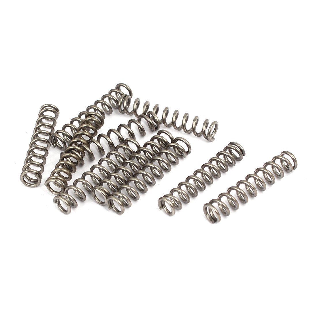 sourcingmap Compression Spring,304 Stainless Steel,6mm OD,1mm Wire Size,30mm Free Length,Silver Tone,10Pcs
