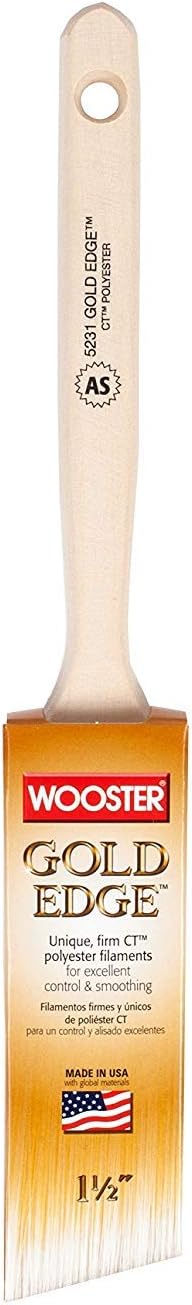 Wooster Brush Gold Edge Angle Sash Paintbrush 1.5-Inch E5231 CT Polyester