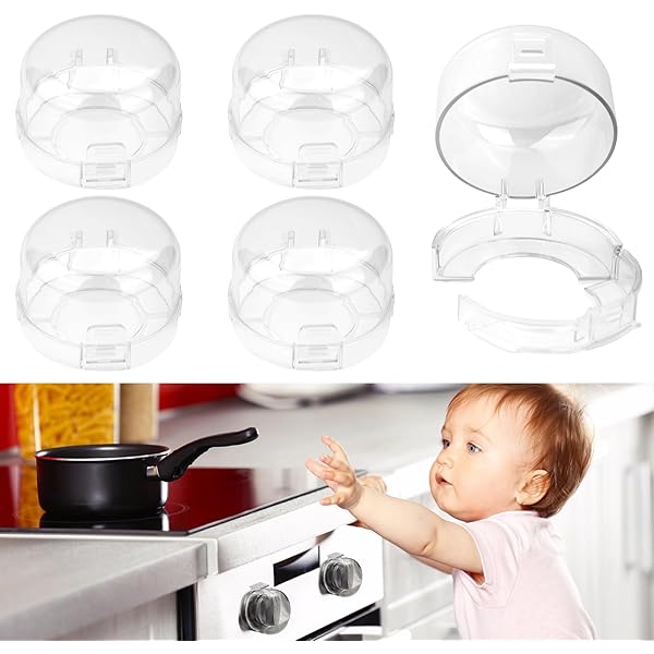 thumbnail image 2 of Gas Stove Knob Covers For Child Safety - 5 Pack Durable And Heat Resistant Oven Knob Covers For Baby Proofing Electric Or Gas Stoves - Easy Install Clear View Stove 2 of 12