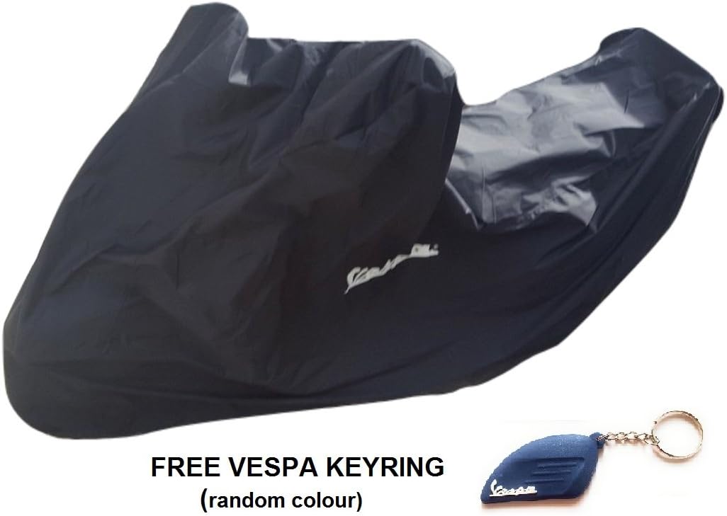 HIGH QUALITY GTS VESPA SCOOTER RAIN DUST COVER WITH LOGO & POUCH IN BLACK