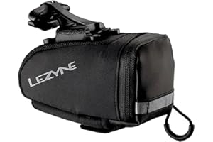 LEZYNE Caddy Bike Saddle Bag - Durable Nylon Cycling Storage Bag with Velcro/Quick Release Mount, Reflective Accents, Water-Resistant Zipper for Road Bikes & Commuters