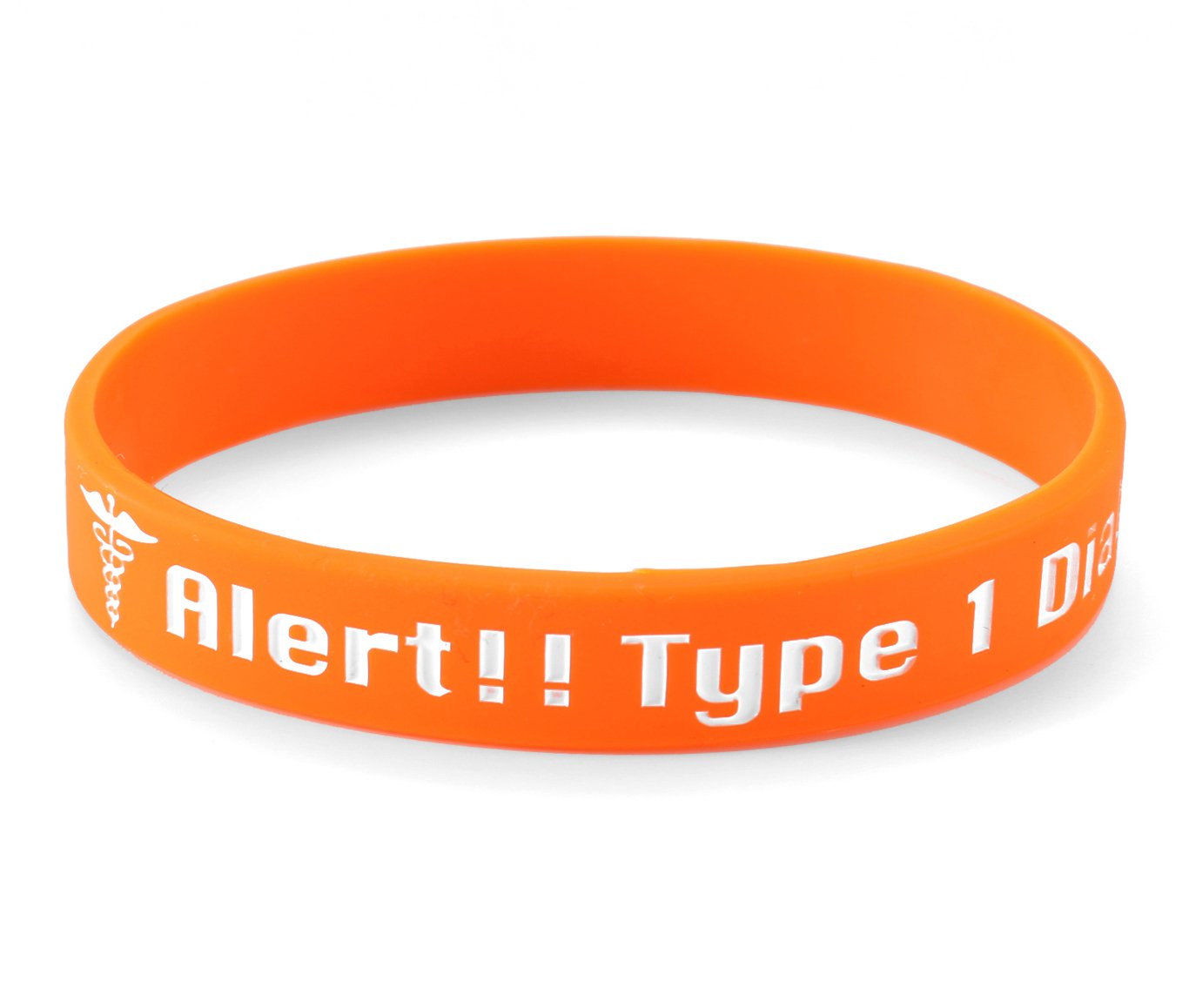 Komonee Medical Diabetes Wristband Alert Type 1 Diabetic Orange Silicone Ice Emergency Bracelet