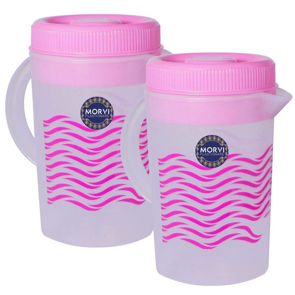Morvi Wonder Plastic Prime Dhara jug Set, 2 Pcs Jug 2 LTR, Pink Color, Made in India, MRV01172