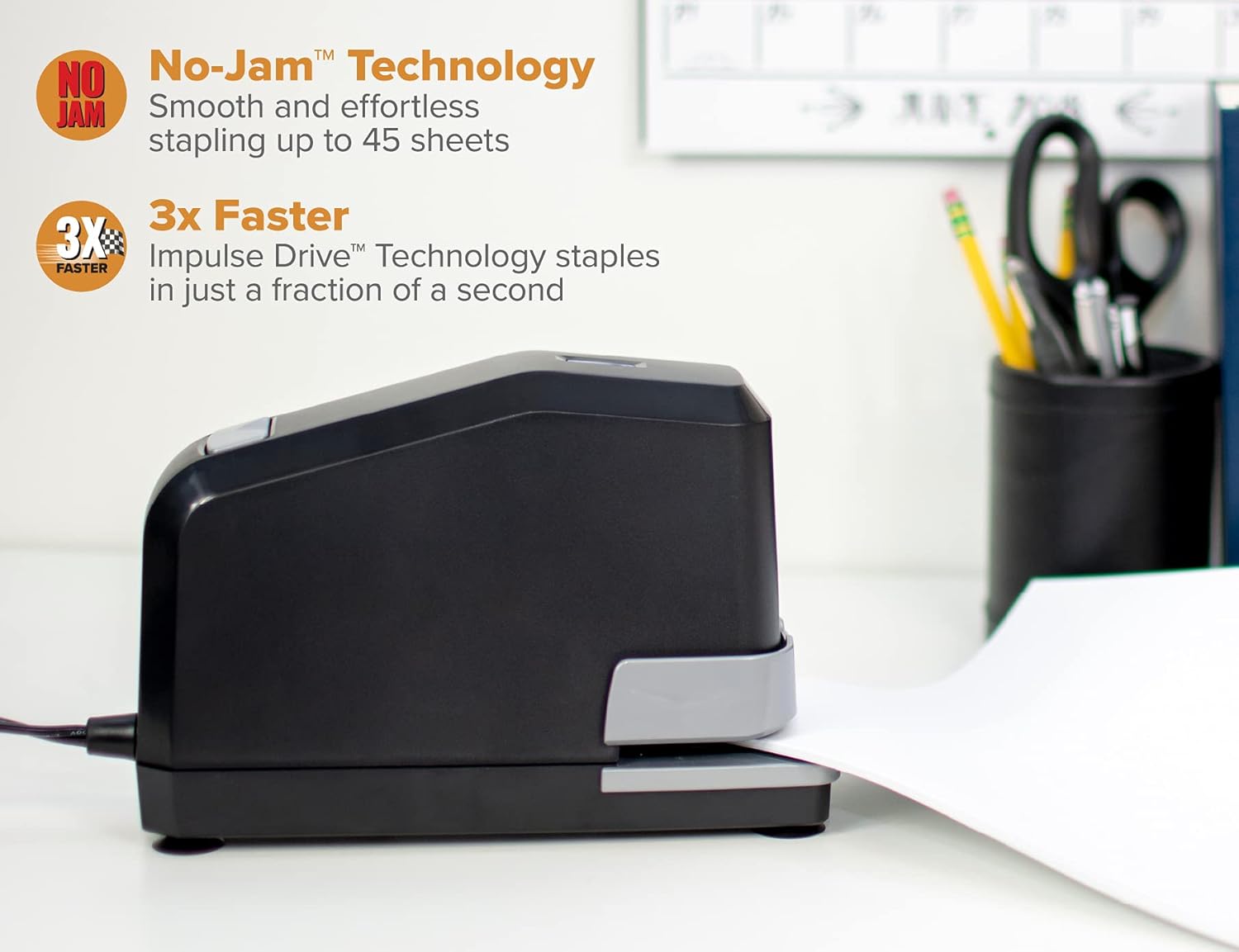 BOSTITCH Impulse 45 Sheet Electric Stapler Value Pack - Double Heavy Duty, No-Jam with Trusted Warranty Guaranteed by Bostitch, Black (B8E-Value) : Heavy Duty Desk Staplers : Office Products